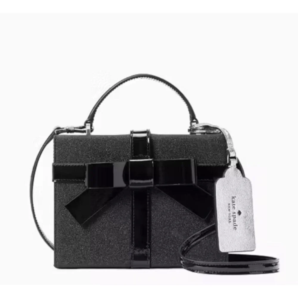 Kate Spade Wrapping Party Gift Box Glittering Crossbody Handbag Black
